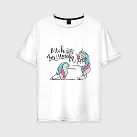 Женская футболка хлопок Oversize с принтом Unicorn 7 в Петрозаводске, 100% хлопок | свободный крой, круглый ворот, спущенный рукав, длина до линии бедер
 | animal | единорог | животные | звери