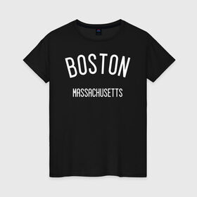 Женская футболка хлопок с принтом БОСТОН в Петрозаводске, 100% хлопок | прямой крой, круглый вырез горловины, длина до линии бедер, слегка спущенное плечо | america | boston | states | usa | америка | бостон | сша | штаты