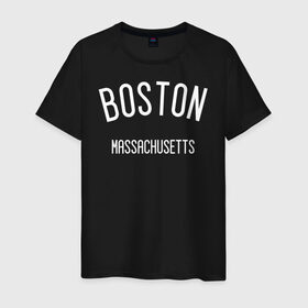 Мужская футболка хлопок с принтом БОСТОН в Петрозаводске, 100% хлопок | прямой крой, круглый вырез горловины, длина до линии бедер, слегка спущенное плечо. | america | boston | states | usa | америка | бостон | сша | штаты