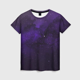 Женская футболка 3D с принтом Космос в Петрозаводске, 100% полиэфир ( синтетическое хлопкоподобное полотно) | прямой крой, круглый вырез горловины, длина до линии бедер | звездное небо | звезды | космос | минимализм | рисунок