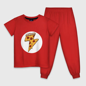 Детская пижама хлопок с принтом PIZZA-HERO в Петрозаводске, 100% хлопок |  брюки и футболка прямого кроя, без карманов, на брюках мягкая резинка на поясе и по низу штанин
 | flash | food | hero | pizza | shaldon | еда | коммиксы | молния | пиццабгерой | фастфуд. | флэш | шелдон