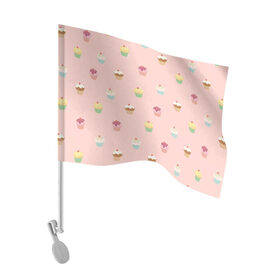 Флаг для автомобиля с принтом Кексики в Петрозаводске, 100% полиэстер | Размер: 30*21 см | арт | выпечка | глазурь | еда | кекс | кексики | кексы | начинка | нежные цвета | рисунок | розовый | сладости | сладость