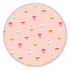 Коврик для мышки круглый с принтом Кексики в Петрозаводске, резина и полиэстер | круглая форма, изображение наносится на всю лицевую часть | Тематика изображения на принте: арт | выпечка | глазурь | еда | кекс | кексики | кексы | начинка | нежные цвета | рисунок | розовый | сладости | сладость