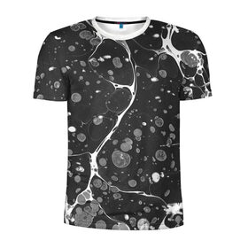 Мужская футболка 3D спортивная с принтом Черный Мрамор в Петрозаводске, 100% полиэстер с улучшенными характеристиками | приталенный силуэт, круглая горловина, широкие плечи, сужается к линии бедра | абстракция | минимализм | мрамор | рисунок | черный мрамор