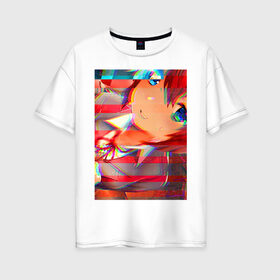 Женская футболка хлопок Oversize с принтом Anime 0-05 в Петрозаводске, 100% хлопок | свободный крой, круглый ворот, спущенный рукав, длина до линии бедер
 | aesthetic art | art | vaporwave | аниме | мультфильмы