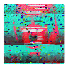 Магнитный плакат 3Х3 с принтом Glitch в Петрозаводске, Полимерный материал с магнитным слоем | 9 деталей размером 9*9 см | Тематика изображения на принте: abstraction | glitch | neon | vanguard | абстракция | авангард | глитч | неон
