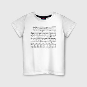Детская футболка хлопок с принтом Нотные строки в Петрозаводске, 100% хлопок | круглый вырез горловины, полуприлегающий силуэт, длина до линии бедер | Тематика изображения на принте: музыка | нота | ноты