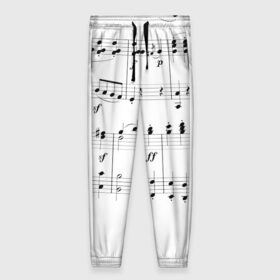 Женские брюки 3D с принтом Нотные строки в Петрозаводске, полиэстер 100% | прямой крой, два кармана без застежек по бокам, с мягкой трикотажной резинкой на поясе и по низу штанин. В поясе для дополнительного комфорта — широкие завязки | музыка | нота | ноты