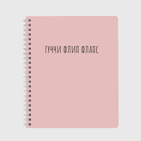 Тетрадь с принтом Гуччи Флип Флапс в Петрозаводске, 100% бумага | 48 листов, плотность листов — 60 г/м2, плотность картонной обложки — 250 г/м2. Листы скреплены сбоку удобной пружинной спиралью. Уголки страниц и обложки скругленные. Цвет линий — светло-серый
 | Тематика изображения на принте: гуччифлипфлапс