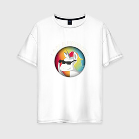 Женская футболка хлопок Oversize с принтом I am Unicorn в Петрозаводске, 100% хлопок | свободный крой, круглый ворот, спущенный рукав, длина до линии бедер
 | unicorn | единорог | очки | радуга | рог | цветной