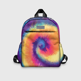 Детский рюкзак 3D с принтом TIE DYE MULTICOLOR в Петрозаводске, 100% полиэстер | лямки с регулируемой длиной, сверху петелька, чтобы рюкзак можно было повесить на вешалку. Основное отделение закрывается на молнию, как и внешний карман. Внутри дополнительный карман. По бокам два дополнительных кармашка | dye | multicolor | tie | trend | акварель | брызги | градиент | дай | колор | краски | красочная | мульти | потёки | пятна | радуга | радужная | тай | тайдай | текстура | тренд | хиппи