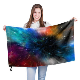 Флаг 3D с принтом Fest в Петрозаводске, 100% полиэстер | плотность ткани — 95 г/м2, размер — 67 х 109 см. Принт наносится с одной стороны | colorful | galaxy | immersion | universe | вселенная | галактика | погружение | разноцветный