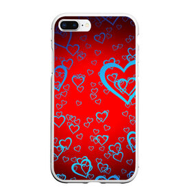 Чехол для iPhone 7Plus/8 Plus матовый с принтом Сердца в Петрозаводске, Силикон | Область печати: задняя сторона чехла, без боковых панелей | love | любовь | сердечки | сердца | сердце