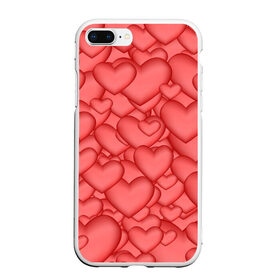 Чехол для iPhone 7Plus/8 Plus матовый с принтом Сердечки в Петрозаводске, Силикон | Область печати: задняя сторона чехла, без боковых панелей | love | любовь | сердечки | сердце