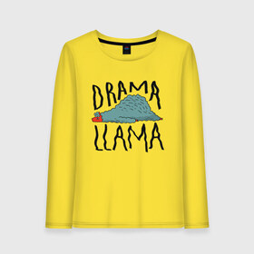 Женский лонгслив хлопок с принтом DRAMA LLAMA в Петрозаводске, 100% хлопок |  | art | character | cute | funny | lama | llama | no | арт | драма | драматичная | драматичный | иллюстрация | ирония | лама | ллама | милая | милота | нежная | нет | персонаж | прикол | психология | психотип | смешная