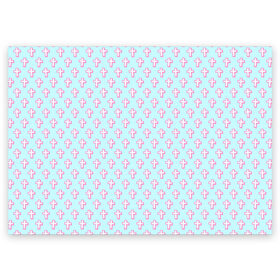 Поздравительная открытка с принтом Розовые крестики в Петрозаводске, 100% бумага | плотность бумаги 280 г/м2, матовая, на обратной стороне линовка и место для марки
 | арт | белый | готика | крест | крестики | кресты | рисунок | розовый | синий