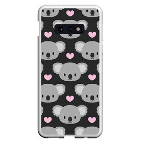 Чехол для Samsung S10E с принтом Мордочки коал в Петрозаводске, Силикон | Область печати: задняя сторона чехла, без боковых панелей | Тематика изображения на принте: арт | коал | коала | коалы | любовь | медведь | медвежонок | мордочка | мордочки | рисунок | сердечки | сердце | серый | тёмный | чёрный