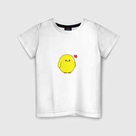Детская футболка хлопок с принтом Цыпленок в Петрозаводске, 100% хлопок | круглый вырез горловины, полуприлегающий силуэт, длина до линии бедер | love | любовь | милый | мультик | птица | птичка | сердечко | утенок | цыпленок