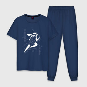 Мужская пижама хлопок с принтом Everyday Runner в Петрозаводске, 100% хлопок | брюки и футболка прямого кроя, без карманов, на брюках мягкая резинка на поясе и по низу штанин
 | Тематика изображения на принте: 