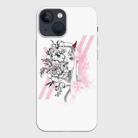 Чехол для iPhone 13 mini с принтом Zero Two Roses в Петрозаводске,  |  | 002 | ahegao | anime | darling | franx | franxx | girl | girls | in | senpai | the | two | waifu | zero | zerotwo | аниме | ахегао | вайфу | девушка | семпай | сенпай | тян