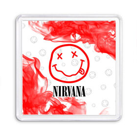 Магнит 55*55 с принтом NIRVANA / НИРВАНА в Петрозаводске, Пластик | Размер: 65*65 мм; Размер печати: 55*55 мм | band | cobain | face | kurt | logo | music | nirvana | rock | rocknroll | группа | кобейн | курт | лого | логотип | музыка | музыкальная | нирвана | рожица | рок | рокнролл | символ