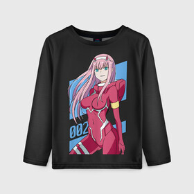 Детский лонгслив 3D с принтом ZeroTwo (Darling in the Franx) в Петрозаводске, 100% полиэстер | длинные рукава, круглый вырез горловины, полуприлегающий силуэт
 | 002 | 02 | ahegao | anime | darling | franx | franxx | girl | girls | in | senpai | the | two | waifu | zero | zerotwo | аниме | ахегао | вайфу | девушка | семпай | сенпай | тян