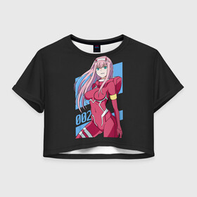 Женская футболка Crop-top 3D с принтом ZeroTwo (Darling in the Franx) в Петрозаводске, 100% полиэстер | круглая горловина, длина футболки до линии талии, рукава с отворотами | 002 | 02 | ahegao | anime | darling | franx | franxx | girl | girls | in | senpai | the | two | waifu | zero | zerotwo | аниме | ахегао | вайфу | девушка | семпай | сенпай | тян