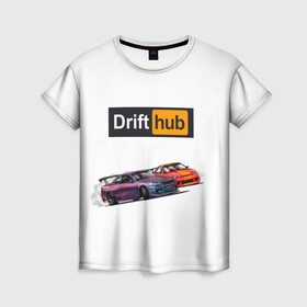 Женская футболка 3D с принтом Дрифт в Петрозаводске, 100% полиэфир ( синтетическое хлопкоподобное полотно) | прямой крой, круглый вырез горловины, длина до линии бедер | drift | drifthub | авто | гонки | гонщик | дрифт | занос | машина | стритрейсер | стритрейсинг | тачки