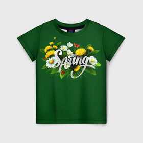Детская футболка 3D с принтом Весна в Петрозаводске, 100% гипоаллергенный полиэфир | прямой крой, круглый вырез горловины, длина до линии бедер, чуть спущенное плечо, ткань немного тянется | весна | одуванчики | полевые цветы. | ромашки | цветы
