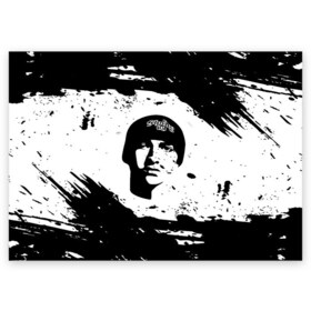 Поздравительная открытка с принтом Eminem в Петрозаводске, 100% бумага | плотность бумаги 280 г/м2, матовая, на обратной стороне линовка и место для марки
 | Тематика изображения на принте: 