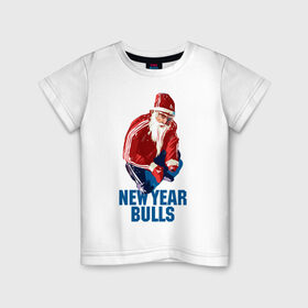 Детская футболка хлопок с принтом New Year bulls в Петрозаводске, 100% хлопок | круглый вырез горловины, полуприлегающий силуэт, длина до линии бедер | beard | guy | new year | pose | santa claus | борода | новый год | парень