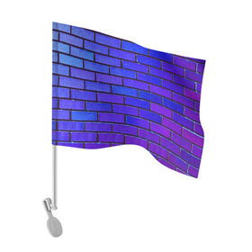 Флаг для автомобиля с принтом Brick в Петрозаводске, 100% полиэстер | Размер: 30*21 см | blue | brick | purple | texture | wall | кирпич | кирпичный | синий | стена | текстура | фиолетовый
