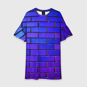 Детское платье 3D с принтом Brick в Петрозаводске, 100% полиэстер | прямой силуэт, чуть расширенный к низу. Круглая горловина, на рукавах — воланы | blue | brick | purple | texture | wall | кирпич | кирпичный | синий | стена | текстура | фиолетовый