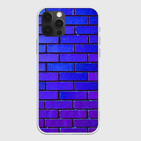 Чехол для iPhone 12 Pro с принтом Brick в Петрозаводске, силикон | область печати: задняя сторона чехла, без боковых панелей | blue | brick | purple | texture | wall | кирпич | кирпичный | синий | стена | текстура | фиолетовый