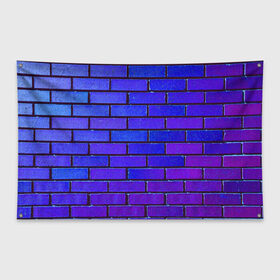 Флаг-баннер с принтом Brick в Петрозаводске, 100% полиэстер | размер 67 х 109 см, плотность ткани — 95 г/м2; по краям флага есть четыре люверса для крепления | blue | brick | purple | texture | wall | кирпич | кирпичный | синий | стена | текстура | фиолетовый
