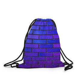Рюкзак-мешок 3D с принтом Brick в Петрозаводске, 100% полиэстер | плотность ткани — 200 г/м2, размер — 35 х 45 см; лямки — толстые шнурки, застежка на шнуровке, без карманов и подкладки | blue | brick | purple | texture | wall | кирпич | кирпичный | синий | стена | текстура | фиолетовый