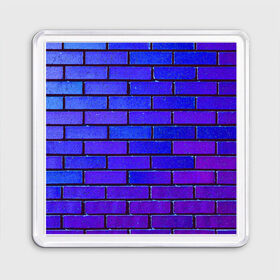 Магнит 55*55 с принтом Brick в Петрозаводске, Пластик | Размер: 65*65 мм; Размер печати: 55*55 мм | Тематика изображения на принте: blue | brick | purple | texture | wall | кирпич | кирпичный | синий | стена | текстура | фиолетовый