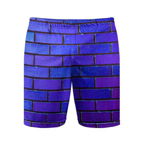 Мужские шорты спортивные с принтом Brick в Петрозаводске,  |  | blue | brick | purple | texture | wall | кирпич | кирпичный | синий | стена | текстура | фиолетовый