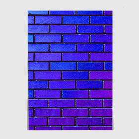 Постер с принтом Brick в Петрозаводске, 100% бумага
 | бумага, плотность 150 мг. Матовая, но за счет высокого коэффициента гладкости имеет небольшой блеск и дает на свету блики, но в отличии от глянцевой бумаги не покрыта лаком | blue | brick | purple | texture | wall | кирпич | кирпичный | синий | стена | текстура | фиолетовый