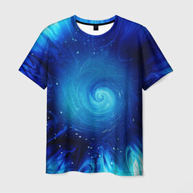 Мужская футболка 3D с принтом Водоворот в Петрозаводске, 100% полиэфир | прямой крой, круглый вырез горловины, длина до линии бедер | abstraction | fractal | whirlpool | абстракция | синий цвет.