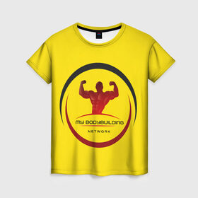 Женская футболка 3D с принтом Мой бодибилдинг в Петрозаводске, 100% полиэфир ( синтетическое хлопкоподобное полотно) | прямой крой, круглый вырез горловины, длина до линии бедер | бодибилдинг | зож | спорт | спортзал. | тяжёлая атлетика | фитнес