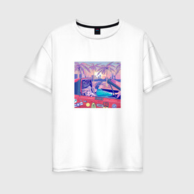 Женская футболка хлопок Oversize с принтом Vaporwave 2020-88 в Петрозаводске, 100% хлопок | свободный крой, круглый ворот, спущенный рукав, длина до линии бедер
 | aesthetic | electronica | music | лаунж | музыка | поп | скульптура