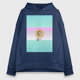 Женское худи Oversize хлопок с принтом Vaporwave 2020-90 в Петрозаводске, френч-терри — 70% хлопок, 30% полиэстер. Мягкий теплый начес внутри —100% хлопок | боковые карманы, эластичные манжеты и нижняя кромка, капюшон на магнитной кнопке | Тематика изображения на принте: aesthetic | electronica | music | лаунж | музыка | поп | скульптура