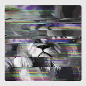 Магнитный плакат 3Х3 с принтом Lion glitch в Петрозаводске, Полимерный материал с магнитным слоем | 9 деталей размером 9*9 см | color | glitch | lion | muzzle | nose | vanguard | авангард | глитч | лев | нос | цвет