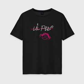 Женская футболка хлопок Oversize с принтом LIL PEEP (front & back) в Петрозаводске, 100% хлопок | свободный крой, круглый ворот, спущенный рукав, длина до линии бедер
 | lil peep | lil peep art | logo lil peep | love | rap | альбомы | лил пип | лове | лого | логтип | любовь | музыка | музыкант | паук | певец | рэп | рэпер | скорпион