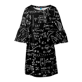 Детское платье 3D с принтом Формулы в Петрозаводске, 100% полиэстер | прямой силуэт, чуть расширенный к низу. Круглая горловина, на рукавах — воланы | Тематика изображения на принте: алгебра | математика | математические формулы | наука | научные формулы | формулы