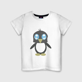 Детская футболка хлопок с принтом Пингвинчик в Петрозаводске, 100% хлопок | круглый вырез горловины, полуприлегающий силуэт, длина до линии бедер | chibi | cute | милый | няша | пингвин | пингвинчик | чиби