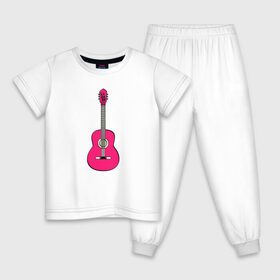 Детская пижама хлопок с принтом Розовая гитара в Петрозаводске, 100% хлопок |  брюки и футболка прямого кроя, без карманов, на брюках мягкая резинка на поясе и по низу штанин
 | Тематика изображения на принте: girl | guitar | music | pink | pop | rock | артист | гитара | гитарист | гламур | девочкам | девушке | инструмент | клавиши | мелодия | музыка | музыкальные инструменты | музыкант | ноты | песни | подарок | поп | попса