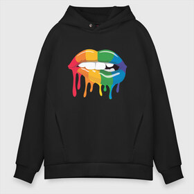 Мужское худи Oversize хлопок с принтом Rainbow Lips в Петрозаводске, френч-терри — 70% хлопок, 30% полиэстер. Мягкий теплый начес внутри —100% хлопок | боковые карманы, эластичные манжеты и нижняя кромка, капюшон на магнитной кнопке | art | erotic | kiss | lipstick | love | style | арт | брызги | губная | губы | зубы | капли | краска | любовь | подтеки | помада | потеки | поцелуй | прикусила | прикусывает | радуга | радужные | рисунок | стиль | чувства 