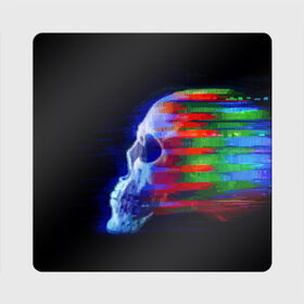 Магнит виниловый Квадрат с принтом Glitch skull в Петрозаводске, полимерный материал с магнитным слоем | размер 9*9 см, закругленные углы | Тематика изображения на принте: color | glitch | paint | skull | vanguard | авангард | глитч | краска | цвет | череп